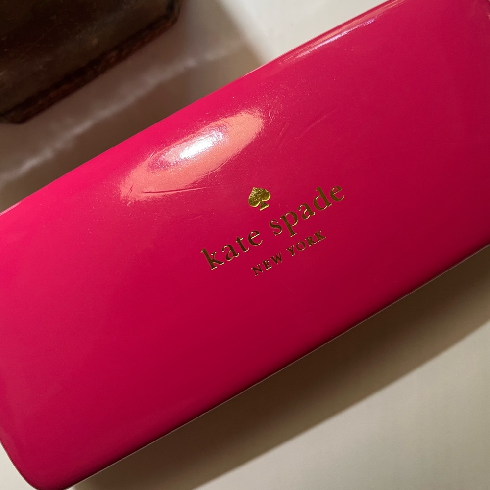 Kate Spade Fuchsia/Orange EyeGlass Case w/Gold Logo